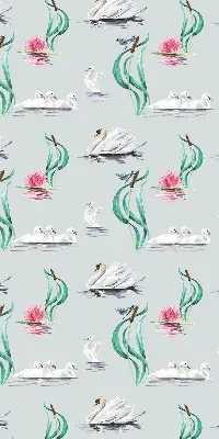 Verduisterend binnengordijn met zwanen en eenden