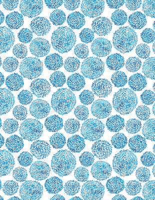 Verduisterend raamrolgordijn voor binnen in blauwe bloemblaadjescirkels