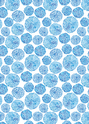 Verduisterend raamrolgordijn voor binnen in blauwe bloemblaadjescirkels