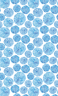 Verduisterend raamrolgordijn voor binnen in blauwe bloemblaadjescirkels