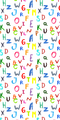 Verduisterend rolgordijn voor een balkondeur in kleurrijke letters