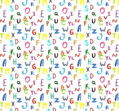 Verduisterend rolgordijn voor een balkondeur in kleurrijke letters