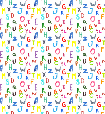 Verduisterend rolgordijn voor een balkondeur in kleurrijke letters