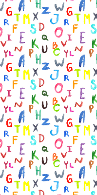 Verduisterend rolgordijn voor een balkondeur in kleurrijke letters