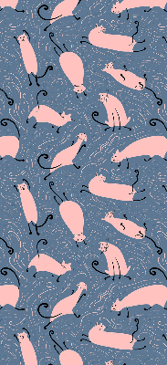 Binnenshuis verduisterend rolgordijn in roze met kattenprint