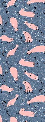 Binnenshuis verduisterend rolgordijn in roze met kattenprint