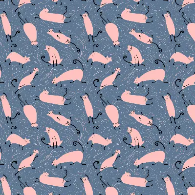 Binnenshuis verduisterend rolgordijn in roze met kattenprint