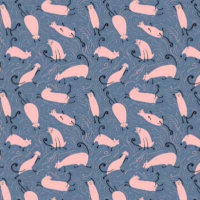 Binnenshuis verduisterend rolgordijn in roze met kattenprint