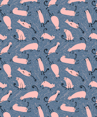 Binnenshuis verduisterend rolgordijn in roze met kattenprint