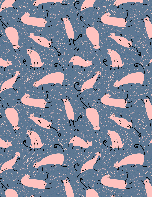 Binnenshuis verduisterend rolgordijn in roze met kattenprint