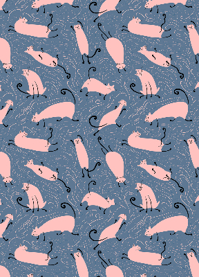 Binnenshuis verduisterend rolgordijn in roze met kattenprint