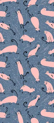 Binnenshuis verduisterend rolgordijn in roze met kattenprint