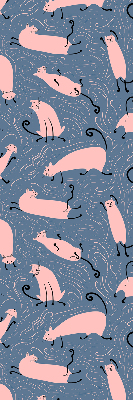 Binnenshuis verduisterend rolgordijn in roze met kattenprint