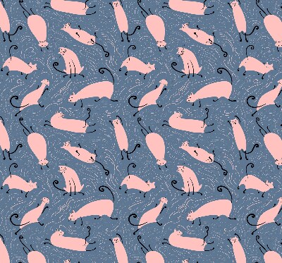 Binnenshuis verduisterend rolgordijn in roze met kattenprint