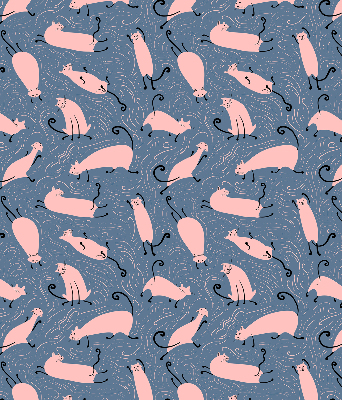 Binnenshuis verduisterend rolgordijn in roze met kattenprint