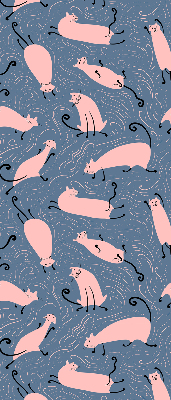 Binnenshuis verduisterend rolgordijn in roze met kattenprint