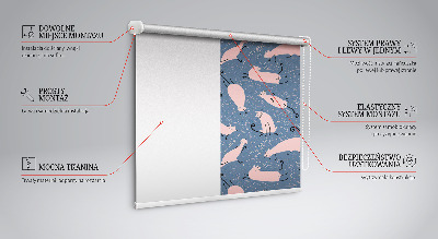 Binnenshuis verduisterend rolgordijn in roze met kattenprint