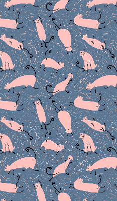 Binnenshuis verduisterend rolgordijn in roze met kattenprint