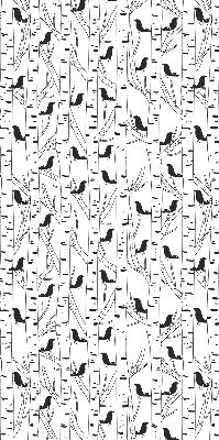Verduisterend stoffen rolgordijn met getekende vogels en bomen