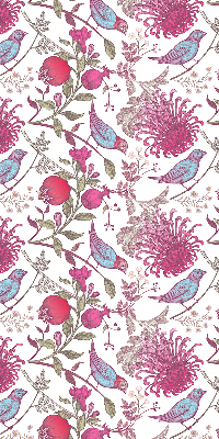 Verduisterend rolgordijn voor raam met kleurrijke vogels tussen de bloemen