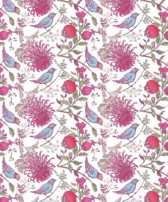 Verduisterend rolgordijn voor raam met kleurrijke vogels tussen de bloemen