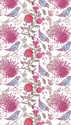 Verduisterend rolgordijn voor raam met kleurrijke vogels tussen de bloemen