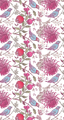 Verduisterend rolgordijn voor raam met kleurrijke vogels tussen de bloemen