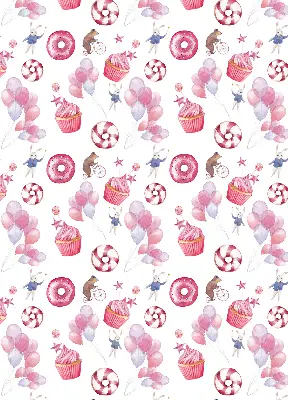 Verduisterend binnengordijn roze met ballonnen, donuts en konijntjes