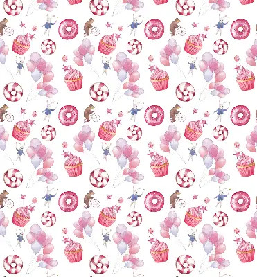 Verduisterend binnengordijn roze met ballonnen, donuts en konijntjes