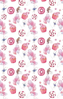 Verduisterend binnengordijn roze met ballonnen, donuts en konijntjes