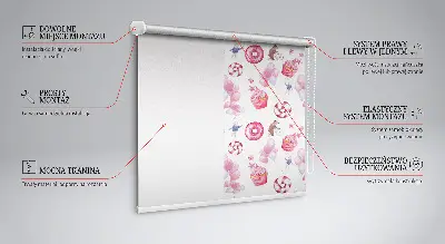 Verduisterend binnengordijn roze met ballonnen, donuts en konijntjes