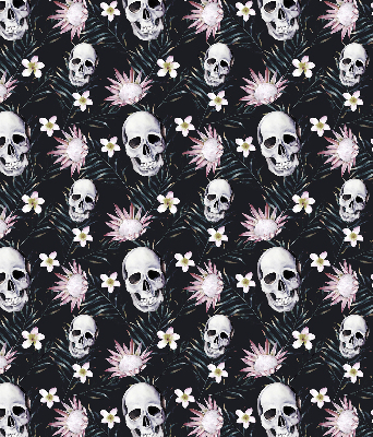 Verduisterend rolgordijn voor raam met schedels tussen de bloemen