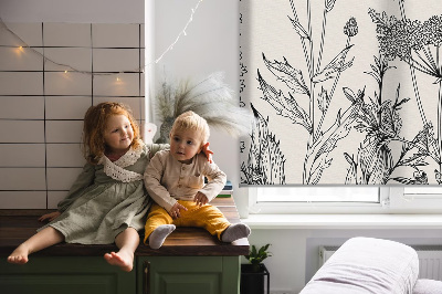 Verduisterend raamrolgordijn voor binnen in grijze bloemenprint