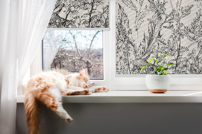 Verduisterend raamrolgordijn voor binnen in grijze bloemenprint