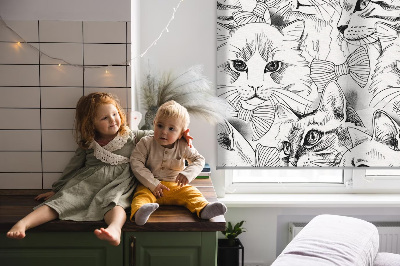 Verduisterend stoffen rolgordijn met getekende katten