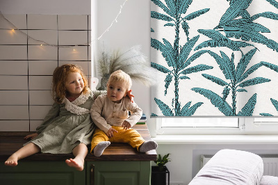 Verduisterend rolgordijn voor raam met palmbladeren