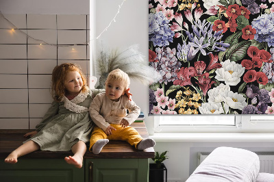 Verduisterend stoffen rolgordijn met kleurrijke bloemen