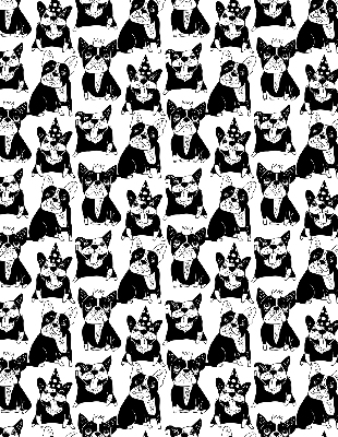 Binnenshuis verduisterend rolgordijn met getekende honden