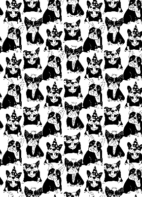 Binnenshuis verduisterend rolgordijn met getekende honden