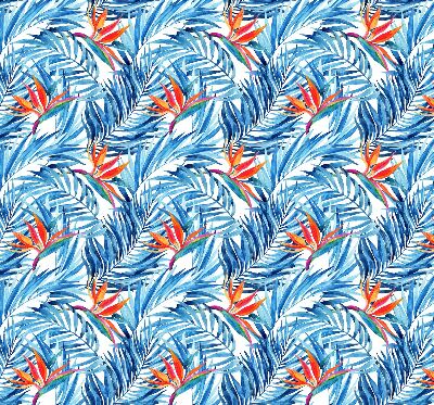 Verduisterend rolgordijn voor balkondeur in blauwe bladeren