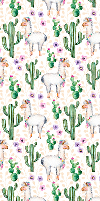 Binnenshuis verduisterend rolgordijn met lama’s en cactussen
