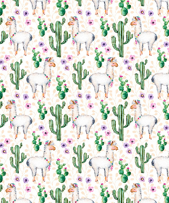 Binnenshuis verduisterend rolgordijn met lama’s en cactussen