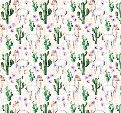 Binnenshuis verduisterend rolgordijn met lama’s en cactussen