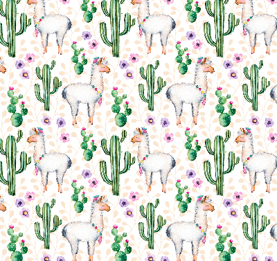 Binnenshuis verduisterend rolgordijn met lama’s en cactussen
