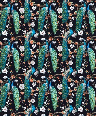 Verduisterend rolgordijn voor raam met pauwen- en bloemenprint