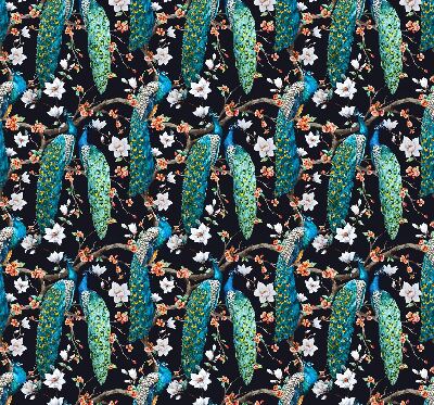 Verduisterend rolgordijn voor raam met pauwen- en bloemenprint