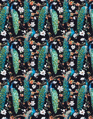 Verduisterend rolgordijn voor raam met pauwen- en bloemenprint