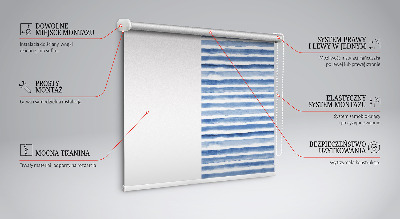 Verduisterend stoffen rolgordijn met geschilderde blauwe strepen