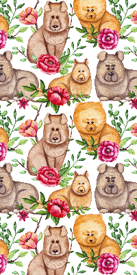Verduisterend binnengordijn met honden tussen de bloemen