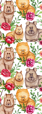 Verduisterend binnengordijn met honden tussen de bloemen